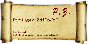 Piringer Zénó névjegykártya
